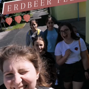 Auf dem Weg zum Erdbeerfeld